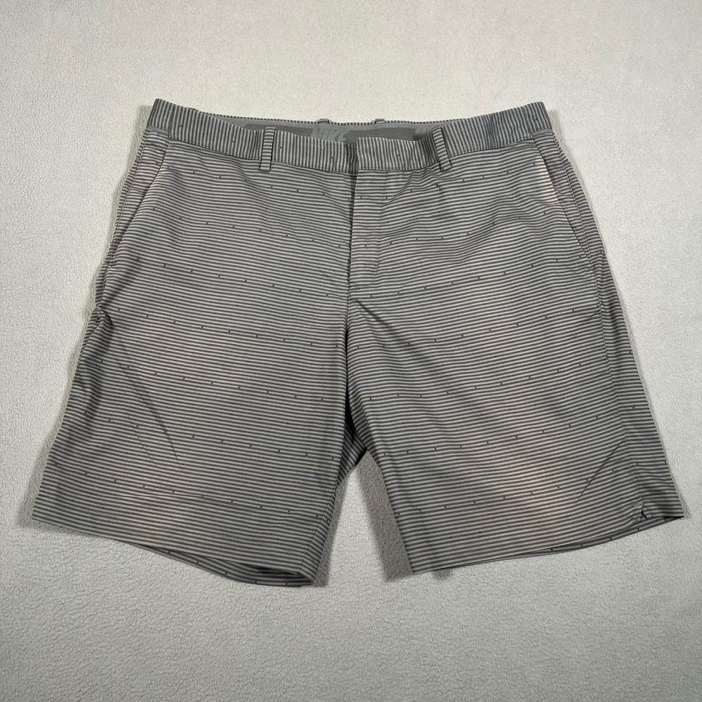Nike Golf‎ Shorts Mens 38 Gray Black Striped Athletic Casual Athleisure